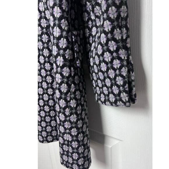 Nine West Women's Wool Blend Lined Coat Sequined Beaded Collar Lapel Size M - Picture 10 of 11